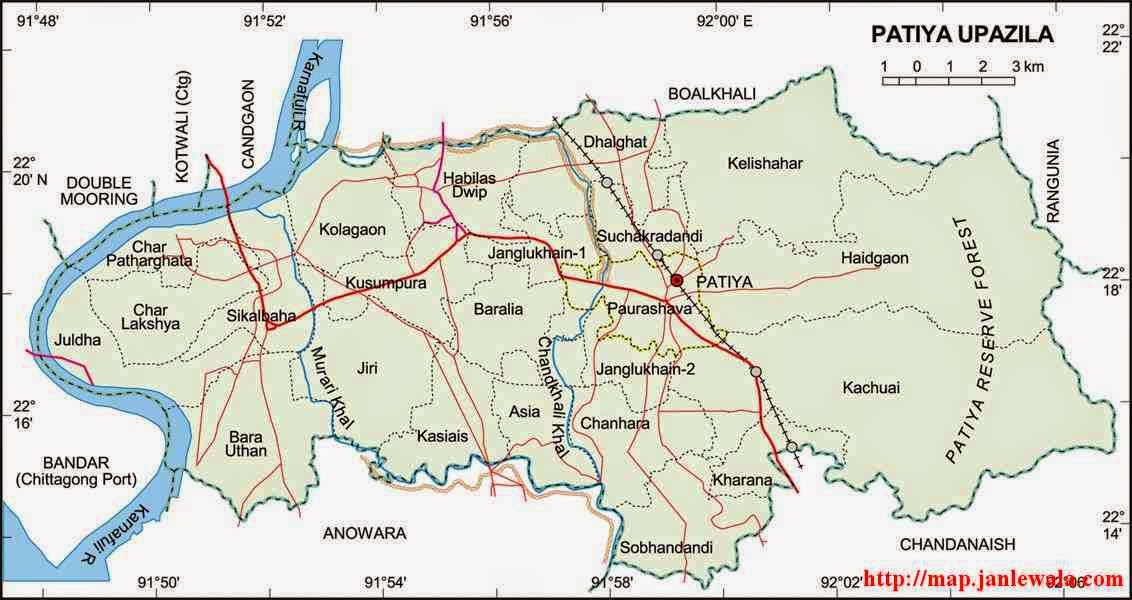 patiya upazila map of bangladesh