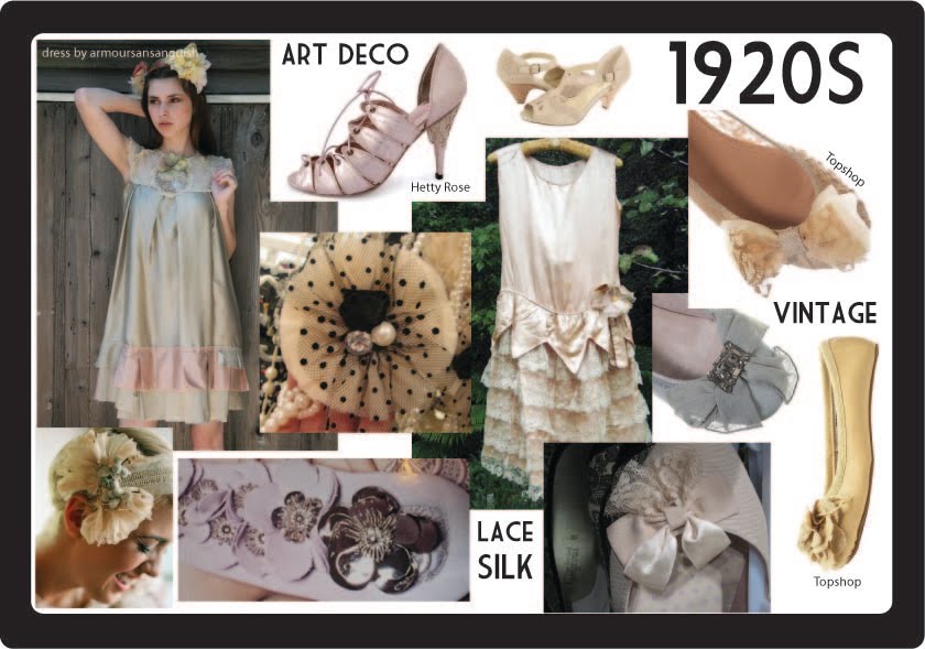 Heres an example of a moodboard for 1920s bridal boutique 1920s themed 