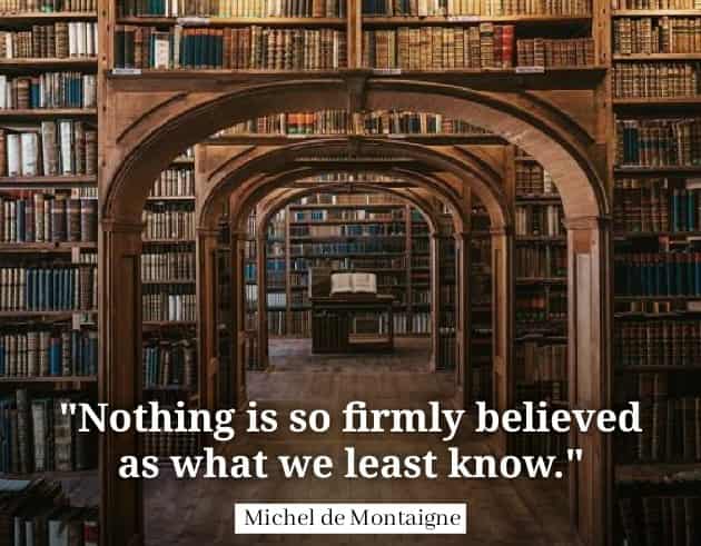 Nothing is so firmly believed as what we least know. Michel de Montaigne quotes