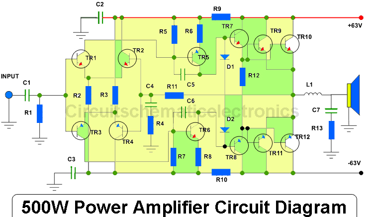 400watts Amplifier Circuit Layout - 500w Power Amplifier Circuit Diagram - 400watts Amplifier Circuit Layout