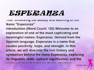 meaning of the name "ESPERANZA"
