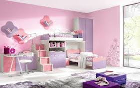 Dormitorio niña rosa lila