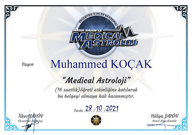 astrologer Muhammet Koçak Medicale astrology education certificate