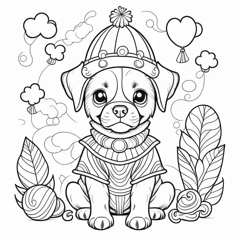 Free Printable Clown Dog Coloring Pages for Kids