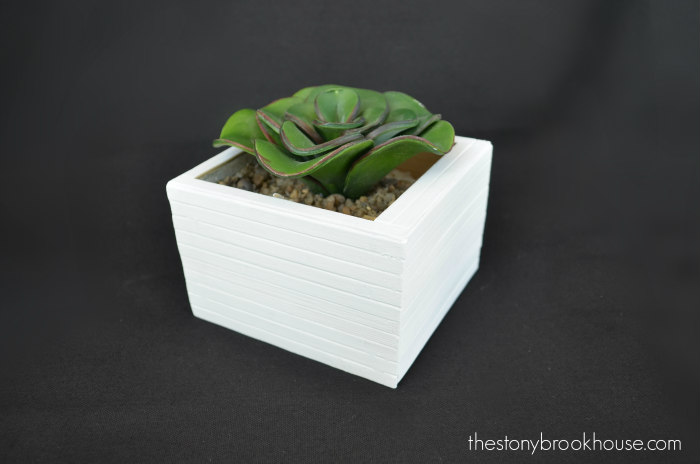 Mini shiplap planter painted white