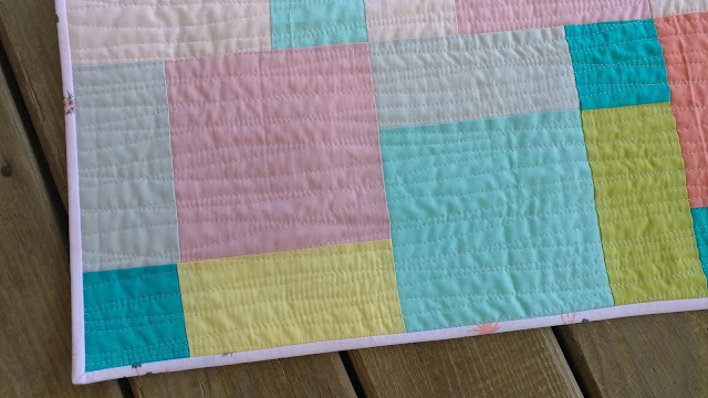 Baby quilt using Palm Canyon fabric by Violet Craft and Kona solids by Robert Kaufman