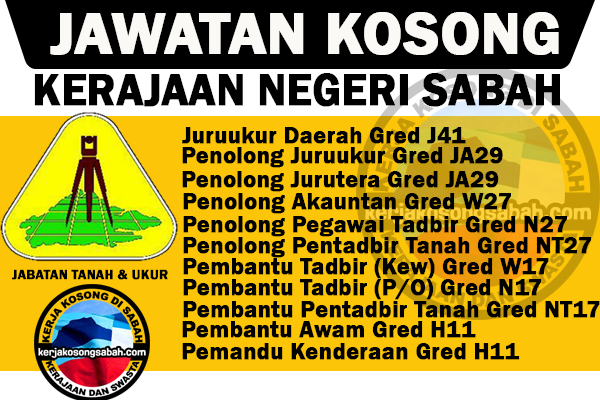 Jawatan Kosong Jabatan Tanah Dan Ukur Sabah 2015  Jawatan 