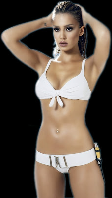 Jessica Alva Sexy White Bikini 