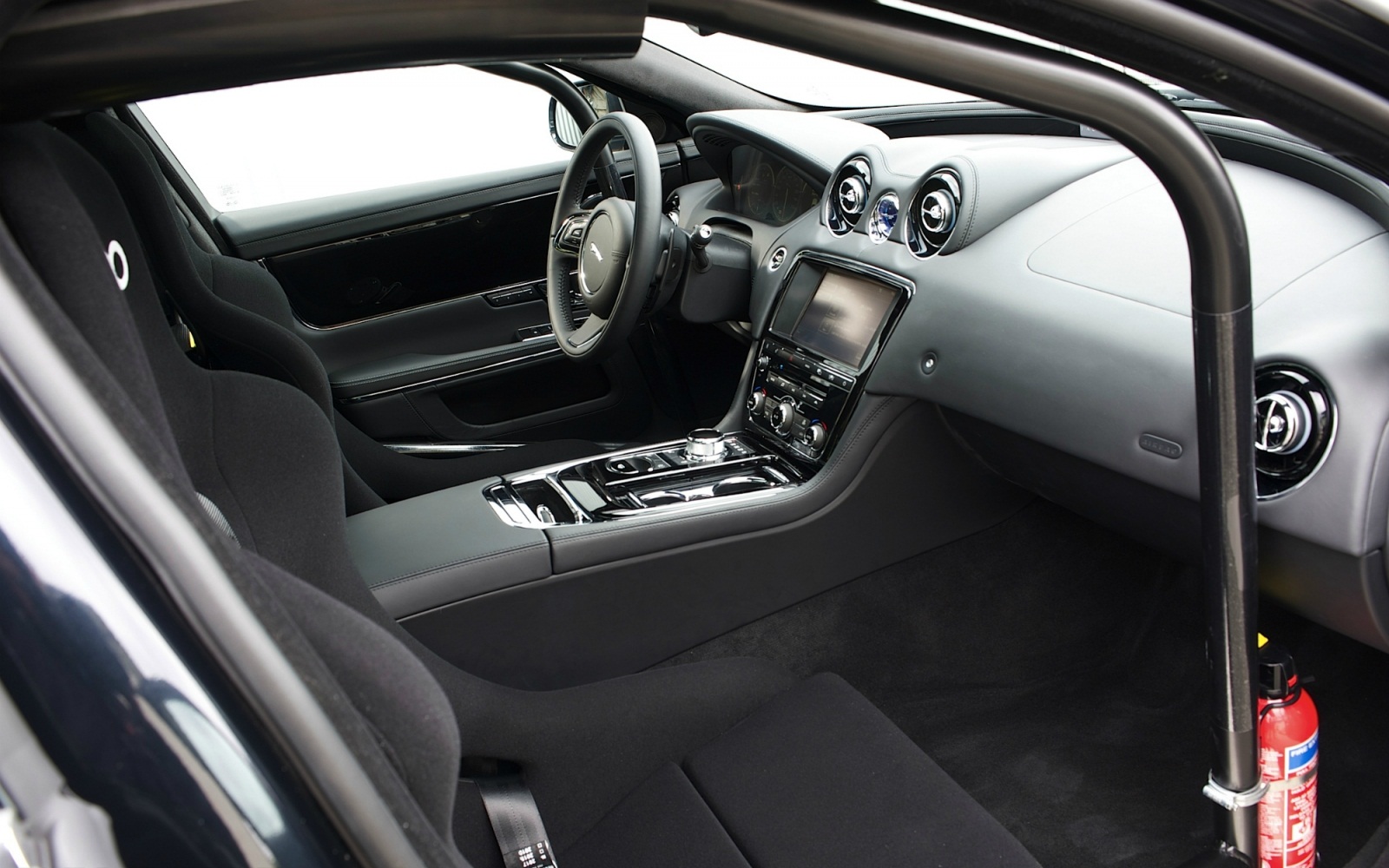 in non-standard matt gray exterior paint with Sport Pack, the Jaguar