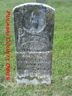 Headstone of Anna Evans Light (1812-1861) Photo by Pulaski County Obits, October 3, 2009