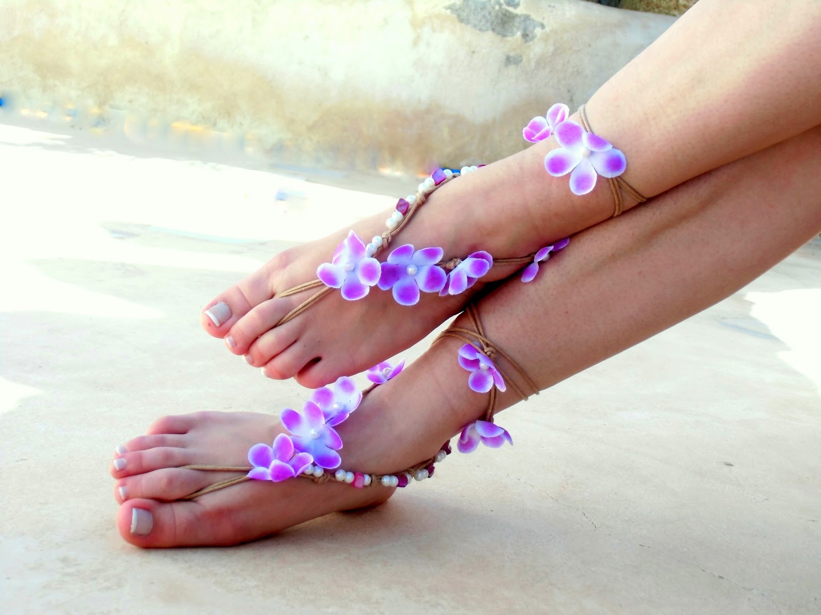 barefoot sandals, hand made, Barefoot sandals.flower wedding sandals ...