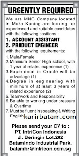 Lowongan Kerja PT. IntriCon Indonesia