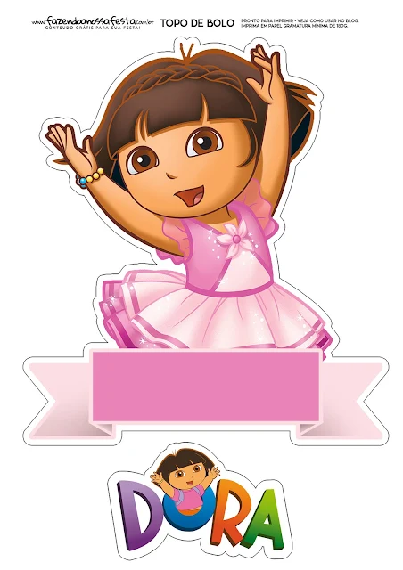 Dora the Explorer Ballerina Free Printable Cake Toppers.