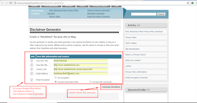 Cara Membuat Disclaimer dan Privacy Policy Untuk Web Atau Blogger dengan Cepat