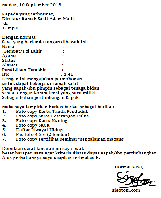 Contoh Surat Lamaran Kerja Bidan Di Puskesmas - ben jobs