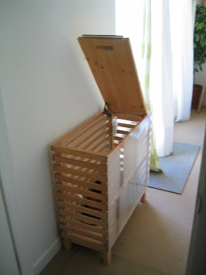 wooden laundry bin