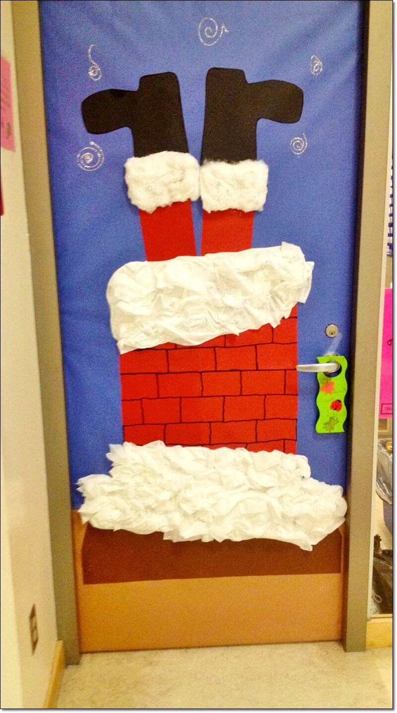 Funny Christmas Door Decoration Ideas, Santa Claus, Classroom, School Door