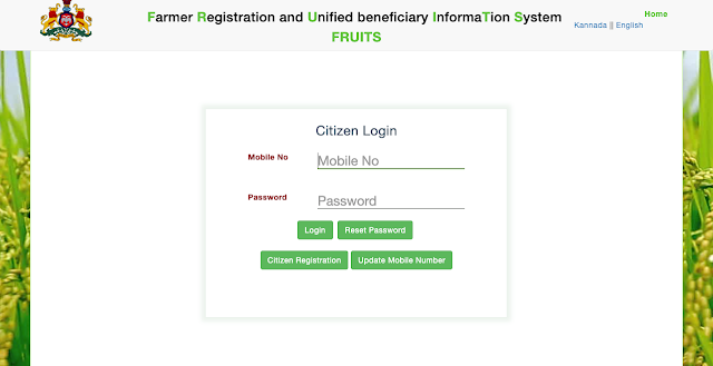 Fruits Karnataka Portal Citizen login