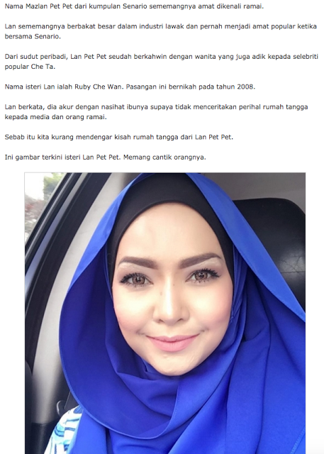 (15 FOTO) Inilah Koleksi Gambar Isteri Kepada Mazlan Pet 