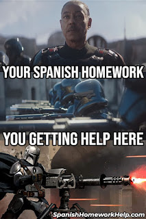 The Mandalorian spanish homework meme