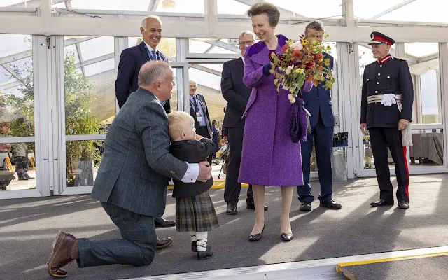 Princess Royal officially opened the Port of Aberdeen’s new Aberdeen South Harbour. The Princess wore a purple coat