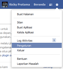 klik menu pengaturan facebook