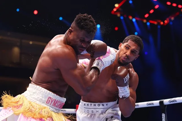 Amazing Photos from Anthony Joshua vs Francis Ngannou Heavyweight Fight, as the British Boxer knocked out Cameroonian in Saudi Arabia