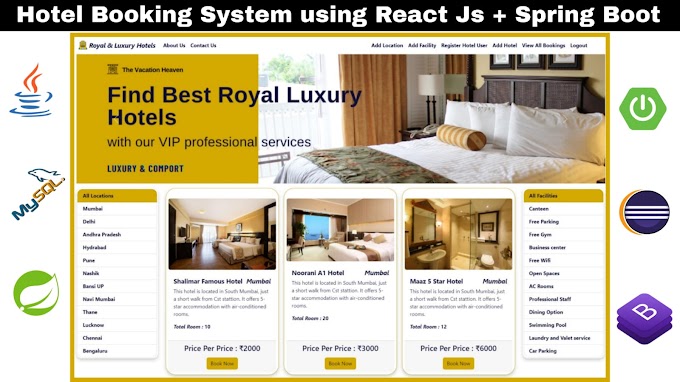 Hotel Booking System Project using React JS + Spring Boot + MySQL 