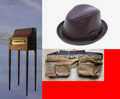 Theremin, leather fedora, and carpenter's belt