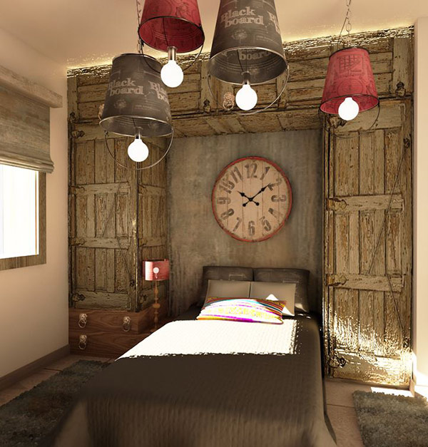 DIY bedroom lighting ideas with bedroom in vintage and rustic style