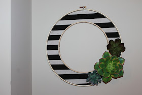 Modern Striped Succulent Wreath, modern wreath, DIY wreath