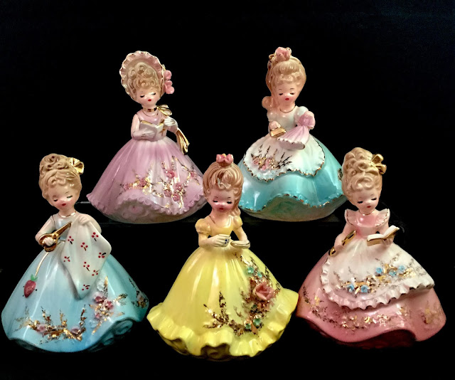 Vintage Josef Originals figurine figurines Days of the Week girls - Sunday Tuesday Wednesday Thursday Saturday