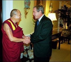 Dalai Lama meets President Bush at the White House