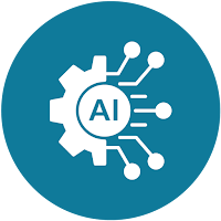 A blue medallion, representing generative AI