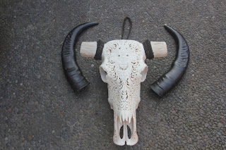 buffalo head bone carving