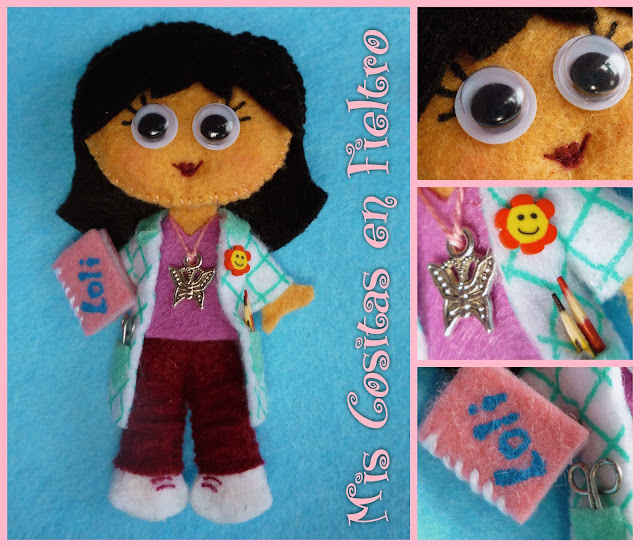 broche, fieltro, felt, maestra, profesora, regalo, pin, Monigota