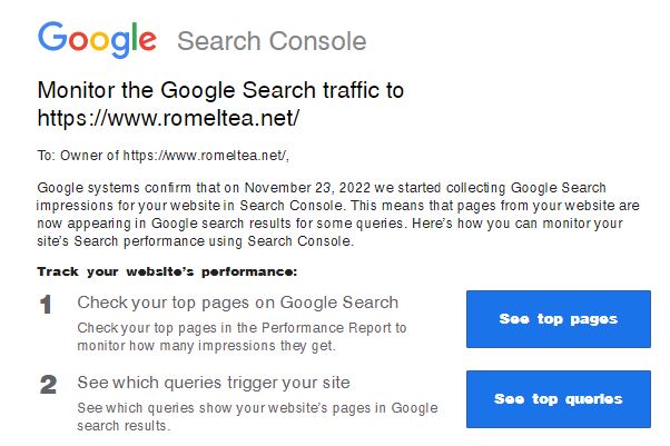 email google search console