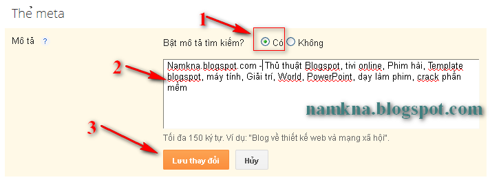 Bật chức năng mô tả tìm kiếm tự động cho blogspot - SEO hiệu quả cực ttots