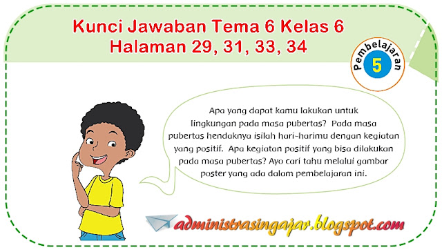 Kunci Jawaban Tema 6 Kelas 6 Halaman 29, 31, 33, 34