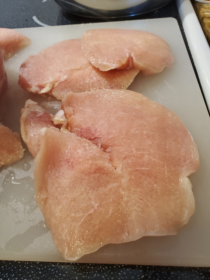 these are sliced raw chicken breasts