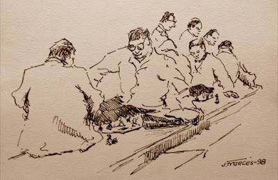 Dibujo de Joaquim Francés i Martínez - Jugando al ajedrez - 1998