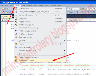 Atmel Studio - Menu opcji Visual Studio.