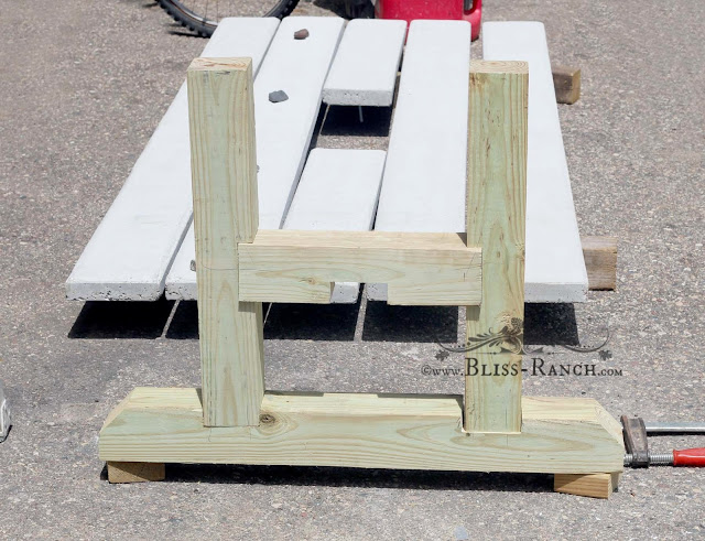 Cement Plant Topped Farmhouse Patio Table, Bliss-Ranch.com