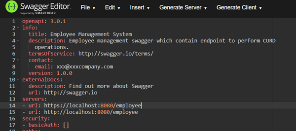 swagger codegen client and server code generation online