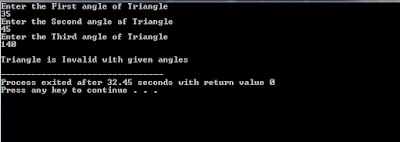 Write a program to check whether a triangle is valid or not, when the three angles of the triangle are entered by the user. A triangle is valid if the sum of all the three angles is equal to 180 degrees.