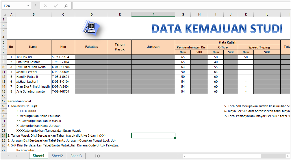 Rumus If Di Excel 2013 - cara membuat daftar nilai uas 