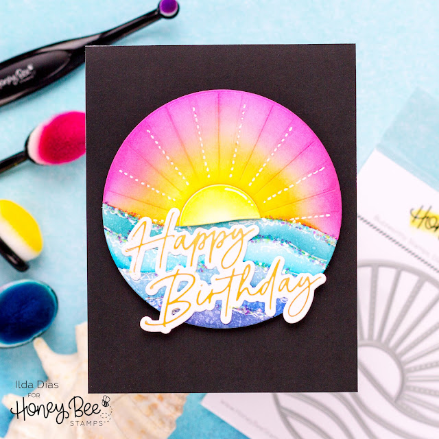 Beach, Sunset, Birthday Card, Honey Bee Stamps,Ink Blending,Card Making, Stamping, Die Cutting, handmade card, ilovedoingallthingscrafty, Stamps, how to, glimmer foil, hot foil system