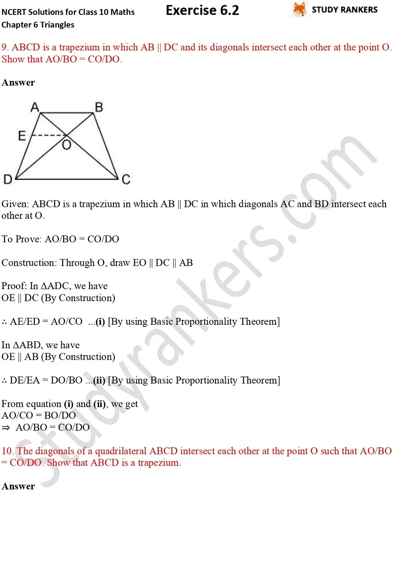 NCERT Solutions for Class 10 Maths Chapter 6 Triangles Exercise 6.2 Part 6