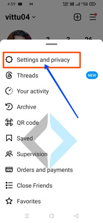 click insta setting and privacy