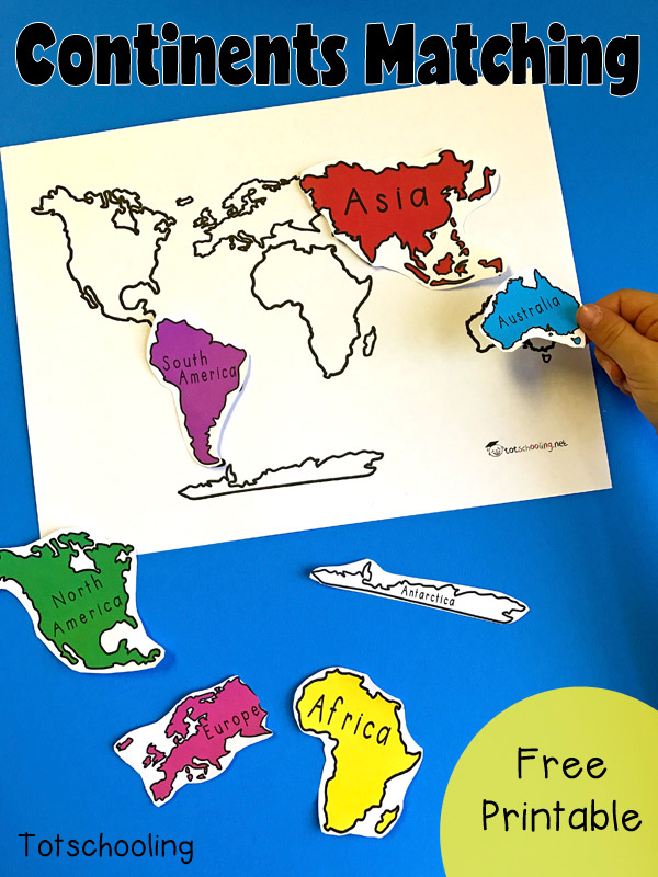7 Continents Of The World Matching Activity Totschooling Toddler Preschool Kindergarten Educational Printables